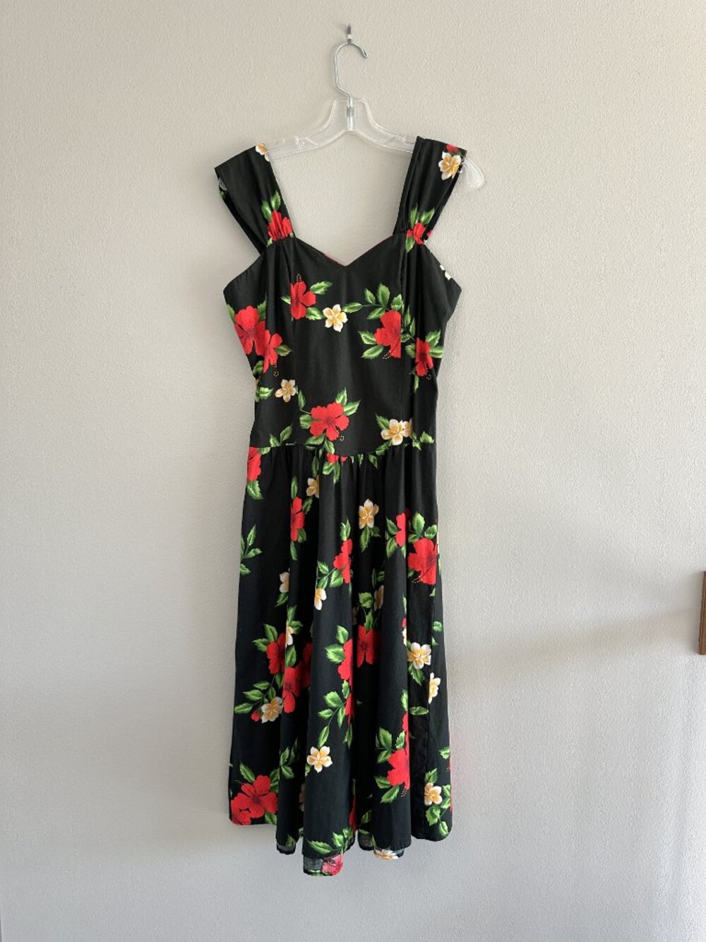 Vtg Hilo Hattie Hibiscus Floral Dress, XL, Black Pinup - Picture 2 of 10